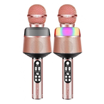 Караоке микрофон Орбита OT-ERM10 Розовый RGB (Bluetooth, динамики, USB)