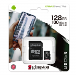 Карта памяти microSDXC 128Gb Kingston, Canvas Select Plus, Class10, UHS-I U1 A1 100Mb/s, с адаптером