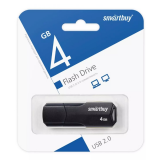 Флеш-накопитель 4Gb SmartBuy Clue, USB 2.0, пластик, чёрный