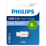 Флеш-накопитель 8Gb Philips WEE 2.0, USB 2.0, пластик, белый