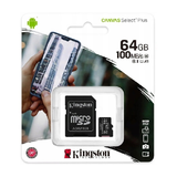 Карта памяти microSDXC 64Gb Kingston, Canvas Select Plus, Class10, UHS-I U1 A1 100Mb/s, без адаптера