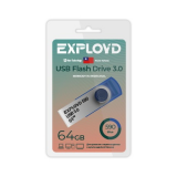 Флеш-накопитель 64Gb Exployd 590, USB 3.0, пластик, синий