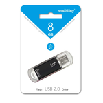 Флеш-накопитель 8Gb SmartBuy V-Cut, USB 2.0, пластик, чёрный