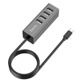 USB-концентратор HOCO HB1, 4 USB выхода, кабель Type-C, цвет: серый