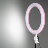 Световое кольцо с зеркалом, на подставке, (заряжается) розовое