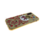 Силиконовый чехол для Iphone X (10) Блестящий с цветами, бант и мелкие цветы золотые