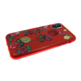 Силиконовый чехол для Samsung J710 Galaxy J7 2016 Блестящий с цветами, розы, красный