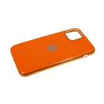Силиконовый чехол Iphone 11 Pro глянцевый, блестящий борт с логотипом, оранжевый