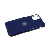 Силиконовый чехол для Samsung Galaxy A20s глянцевый, блестящий борт без лого., темно-синий