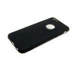 Силиконовый чехол Iphone 14 (6.1) карбон с рифленой окантовкой, черный