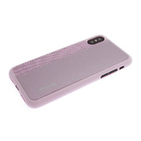 Силиконовый чехол для Iphone XS Max 6.5 кожа с текстилем и логотипом, розовый