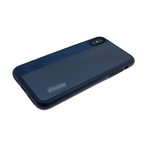 Силиконовый чехол Iphone XS Max 6.5 кожа с текстилем и логотипом, синий