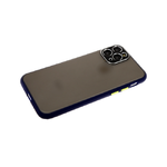 Чехол для Iphone XS Max 6.5 матово-прозрачная с металлической окантовкой камеры, темно-синя