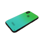 Чехол для Iphone 7 Plus/8 Plus пластик с переходом, с яблоком, силиконовые борты, зеленая