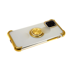 Силиконовый чехол для Samsung Galaxy A10s прозрачный антишок с блестящим кольцом, золото