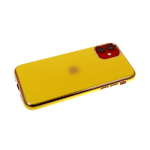 Силиконовый чехол для Samsung Galaxy A10s утолщенный-глянцевый, блестящий борт с лого, желтый