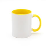 Кружка цветная для сублимации цветная внутри + ручка, Желтая