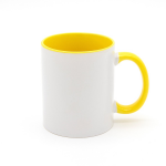 Кружка цветная для сублимации цветная внутри + ручка, Желтая